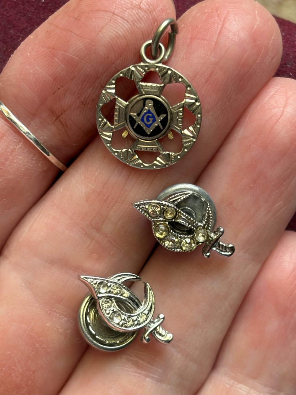 Vintage Sterling Silver Masonic Pendant